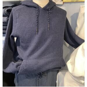 Men’s Surfside supply Thermal Waffle Pullover Hoodie Blue Grunge Classic size L